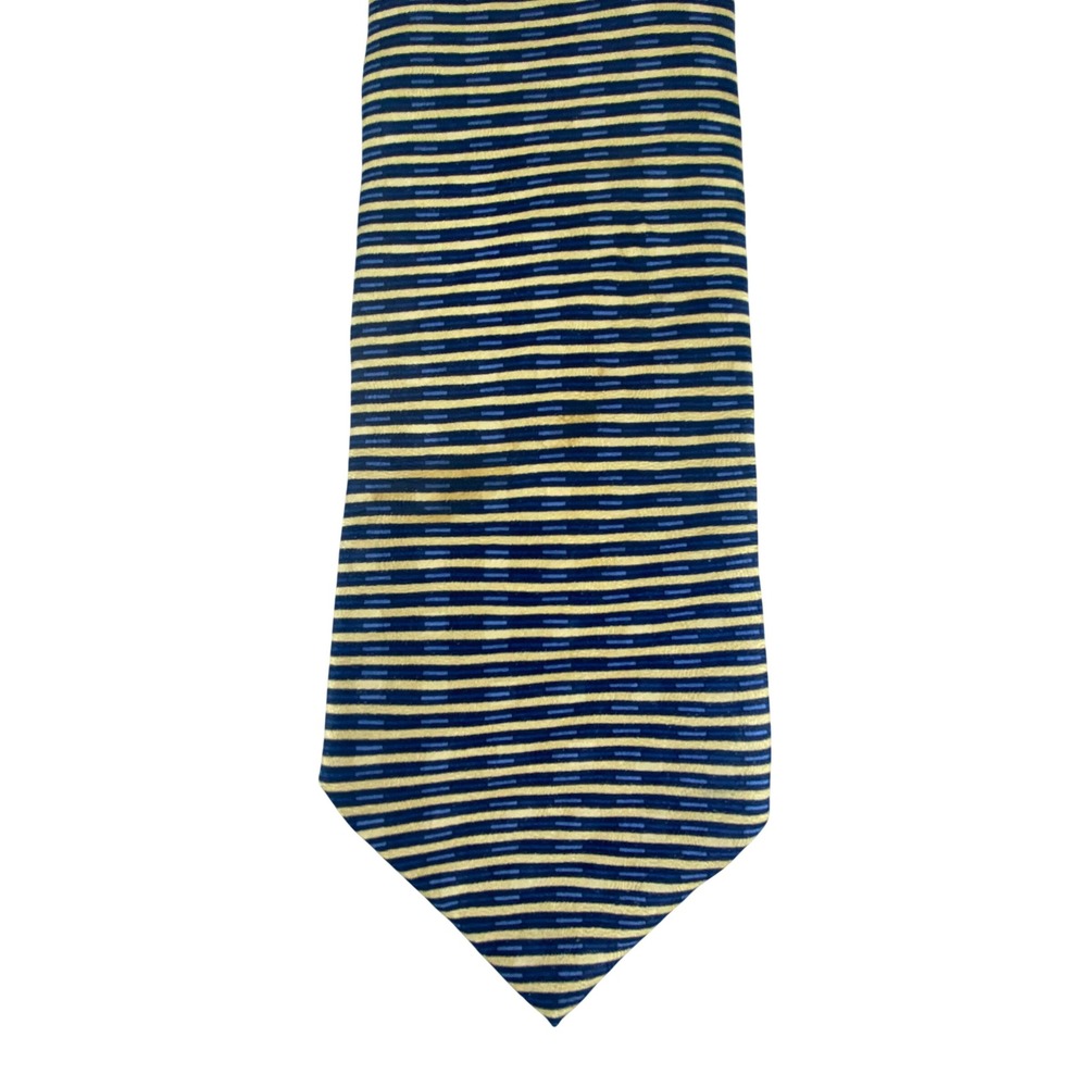 Stafford Mens Tie Striped Navy Gold Silk Spotless Professional Long 61x4‎